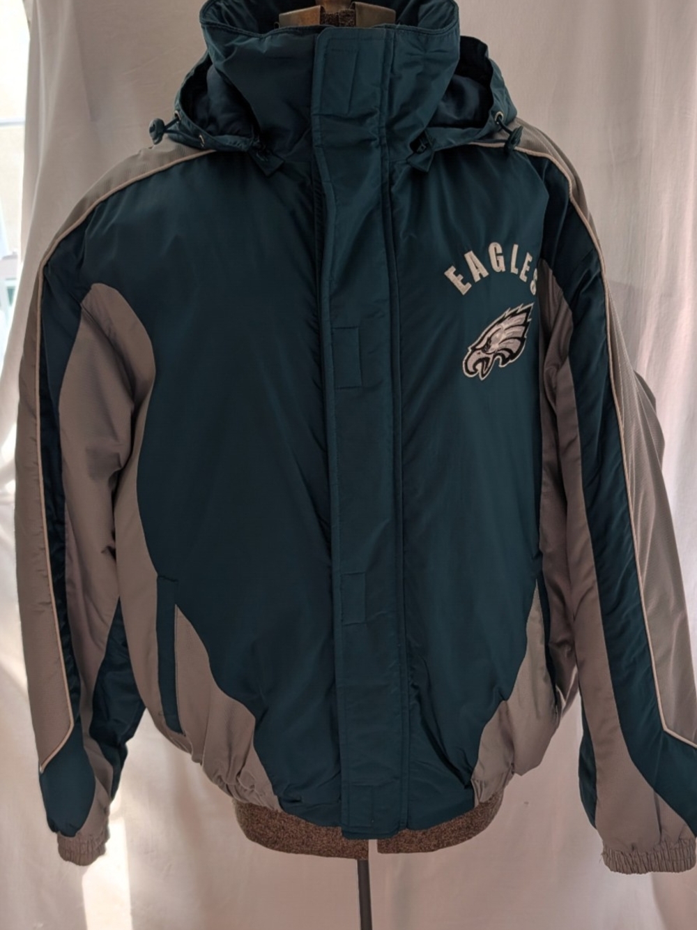 Early 2000's Philadelphia Eagles Teal and Gray Winter Jacket